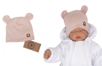 Z&Z Dvouvrstvá bavlněná čepička LOVE TEDDY, sv. růžová; 56/62 (0-3m)