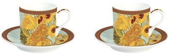 Sada dvou šálků a podšálků na espresso Vase With Twelve Sunflowers