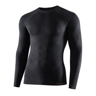 Brubeck - Koszulka termoaktywna z długim rękawem Active Wool Merino - Czarna - LS12820 - XL