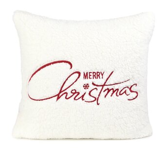 Vánoční polštář  | MAILO | plyš s červenými nápisy | 45x45 cm | 861050