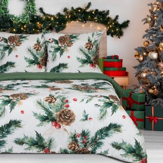 Vánoční povlečení 100% bavlna PINE 1x 140x200 cm, 1x povlak 70x80 cm MyBestHome