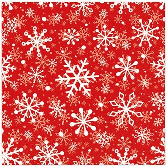 Ubrousky PAW L 33x33cm Christmas Snowflakes light red