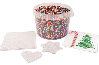 Zažehlovací korálky-20000 korálků v kyblíku, 3 destičky, předloha