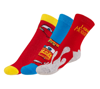 Ponožky dětské Auta - sada 3 páry - červená, žlutá, modrá, šedá - 27-30