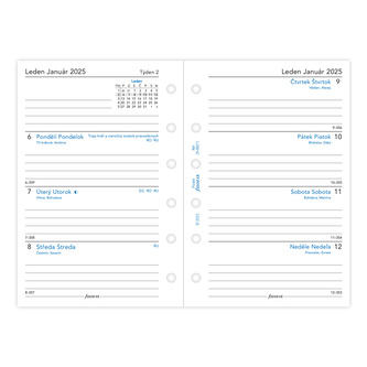 Filofax, Kalendář 2025 kapesní, týden/2 strany, linky, ČJ + SJ