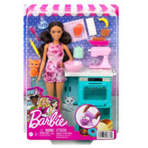 Panenka a kuchyňský hrací set s kočičkou a doplňky - Barbie