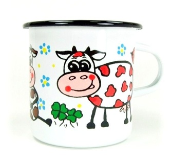 KRAVIČKA - smaltovaný hrnek průměr 7 cm