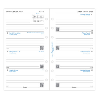 Filofax, Kalendář 2025 osobní, týden/2 strany, linky, ČJ + SJ