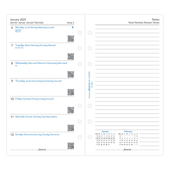 Filofax, Kalendář 2025 osobní, týden/1 strana, pozn, 5 jazyků