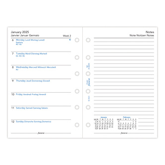 Filofax, Kalendář 2025 kapesní, týden/1 strana, pozn, 4 jazyky