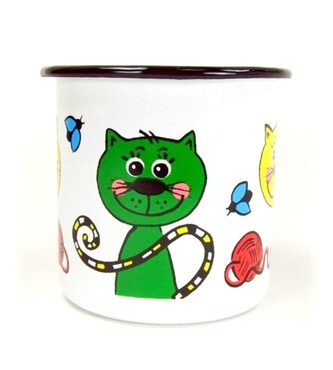 KOČIČKA - smaltovaný hrnek průměr 7 cm
