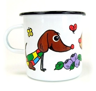 PEJSEK - smaltovaný hrnek průměr 7 cm