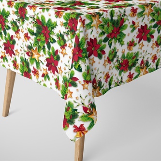 Ubrus s nešpinivou úpravou, Vánoční hvězda a jehličí 40 x 155 cm