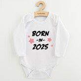 Dětské body s potiskem New Baby BORN IN 2025 pink - velikost 80 (9-12m)