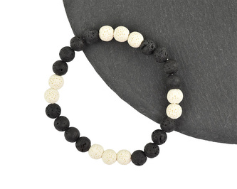 Náramek pánský kulička Láva (bílá, černá)