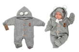 Pletená kombinéza/overal LUX STAR s kožíškem - dvouvrstvá, šedá, vel. 74; 74 (6-9m)