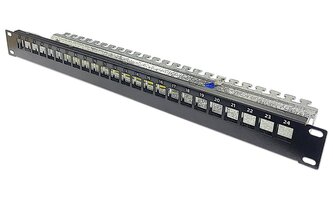 XtendLan Patch panel 19",  24 portů, neosazený, stíněný, černý, CAT5,6,6A