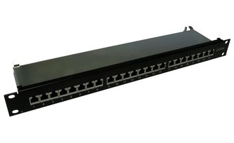 XtendLan Patch panel 19", 24 portů, Cat6a, stíněný, celokovový kryt