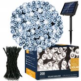 LED řetěz - 22m, 200LED, 8 funkcí, solar, IP44, studená bílá