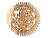 Závěsná dřevěná dekorace Ganesha světlá - 30 cm