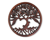 Závěsná dřevěná dekorace Strom života tmavá - 30 cm - var. A