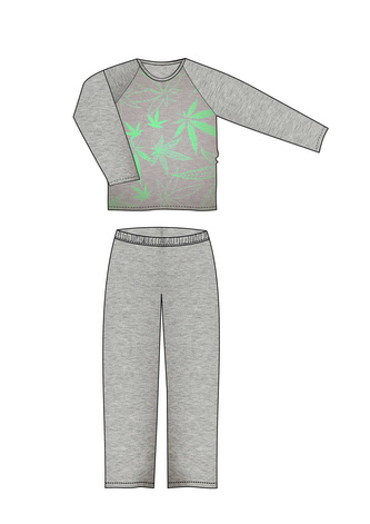 Lonka® Lopping pyžamo dlouhý rukáv tráva/melé/celotisk XXL 1 ks