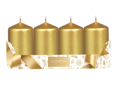 Svíčka adventní VÁLEC metalická lesklá d5x9cm 4ks