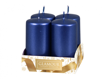 Svíčka adventní metalická lesklá d4x8cm 4ks