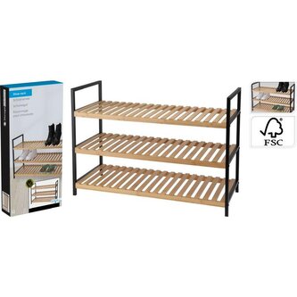 HOMESTYLING Botník bambusový 3 police 70 x 30 x 48 cm KO-784630160