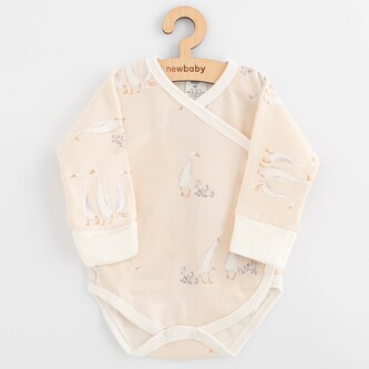 Kojenecké bavlněné celorozepínací body s dlouhým rukávem New Baby Husičky - velikost 50