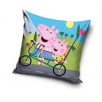 Carbotex Polštářek Prasátko Peppa Výlet na kole 40x40 cm