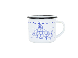 BELIS Smaltovaný hrnek 8 cm/0,35l, bílý "ponorka" v krabičce