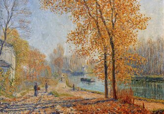 GRAFIKA Puzzle Břehy Loingu, podzimní ráno v Moretu 1000 dílků