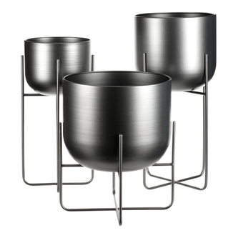 Stojan - kovový, kulatý, stříbrno-šedý, cena za sadu 3 ks