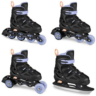 Spokey QUATTRO Brusle 4v1, černo-fialové, vel. 38-41