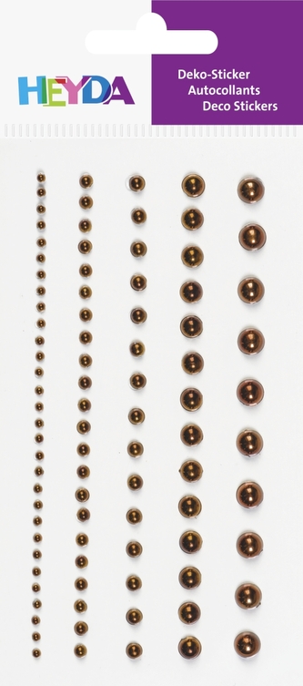 Dekorační kamínek lesklý samolepicí 95ks - bronz,  5 velikostí, průměr 2mm až 6 mm