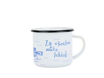 BELIS Smaltovaný hrnek 8 cm/0,35l, bílý "vodák/háček" v krabičce