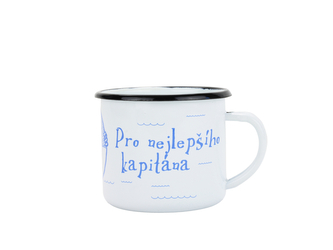 BELIS Smaltovaný hrnek 8 cm/0,35l, bílý "nejlepší kapitán" v krabičce