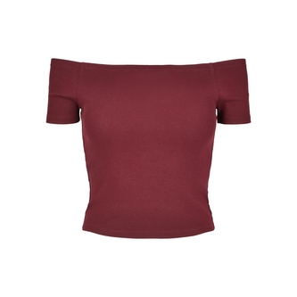 Tílko dámské Urban Classics Off Shoulder Rib - tmavě červené, XS