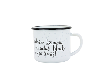 BELIS Smaltovaný hrnek 8 cm/0,35l, bílý "kámen" v krabičce