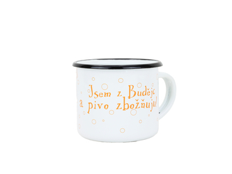 BELIS Smaltovaný hrnek 8 cm/0,35l, bílý "pivo" v krabičce