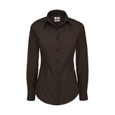 Košile dámská B&C Elastane s dlouhým rukávem - hnědá, M