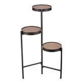 Stojan na květiny - 3 patrový, kovový s MDF (dýha jasan)