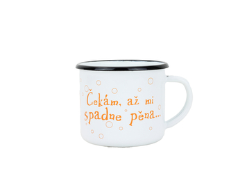 BELIS Smaltovaný hrnek 8 cm/0,35l, bílý "pěna" v krabičce