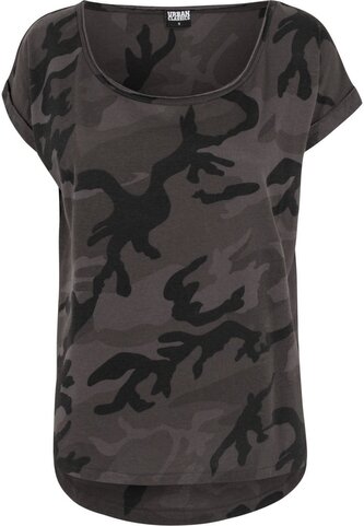 Tričko dámské Urban Classics Camo Back Shaped - blackcamo, 4XL