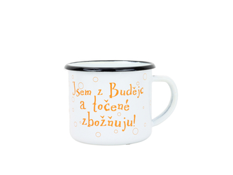 BELIS Smaltovaný hrnek 8 cm/0,35l, bílý "točené" v krabičce