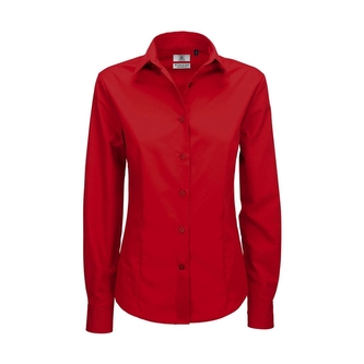 Košile dámská B&C Smart s dlouhým rukávem - červená, 3XL