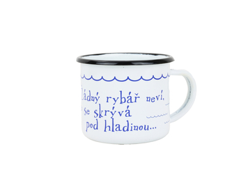 BELIS Smaltovaný hrnek 8 cm/0,35l, bílý "voda" v krabičce