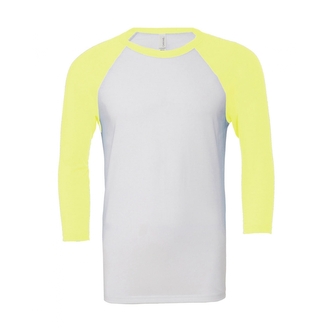 Tričko Bella Triblend Baseball 3/4 - bílé-žluté, XS