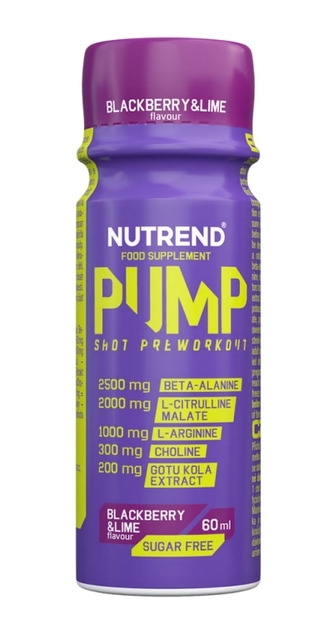 nápoj Nutrend PUMP PRE-WORKOUT Shot 60ml ostružina+limetka
